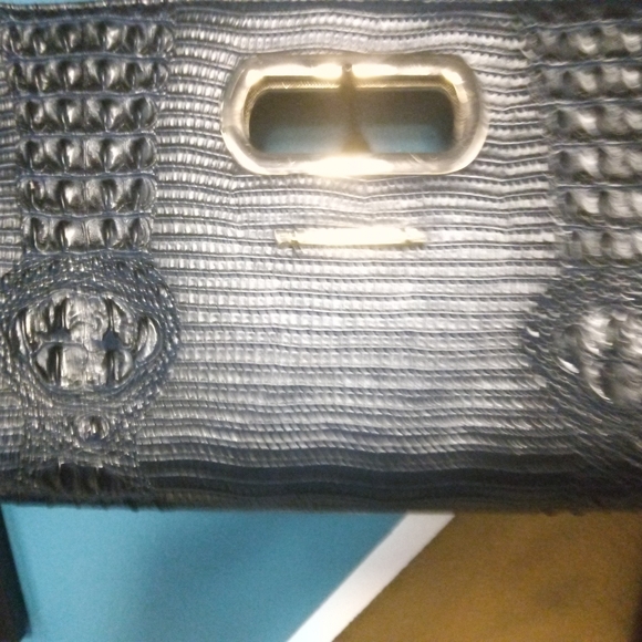 Brahmin Dark Blue Crocodile-Embossed Clutch - Picture 1 of 4